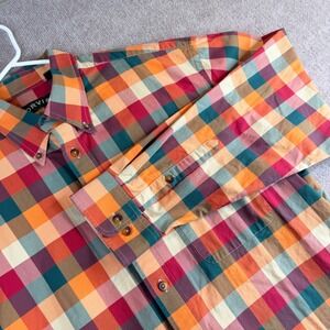 ORVIS Plaid Long Sleeve Button Up Shirt Men's XXL Tall Multi Color Cotton Casual